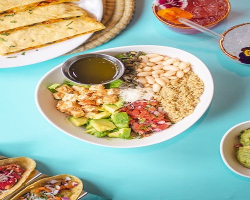 Traditional Mexican balanced meal with beans and fresh vegetables